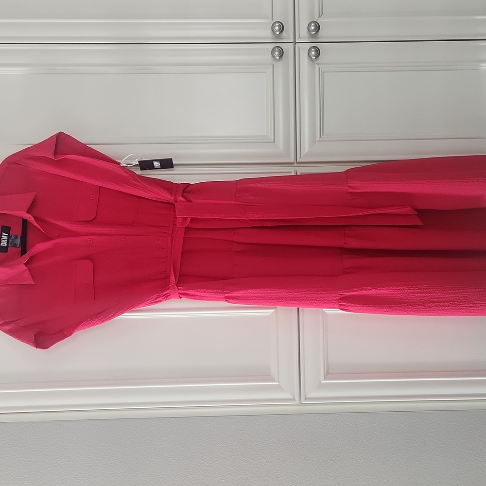 NWT DKNY | Tiered Midi Shirt Dress - Picture 6 of 8